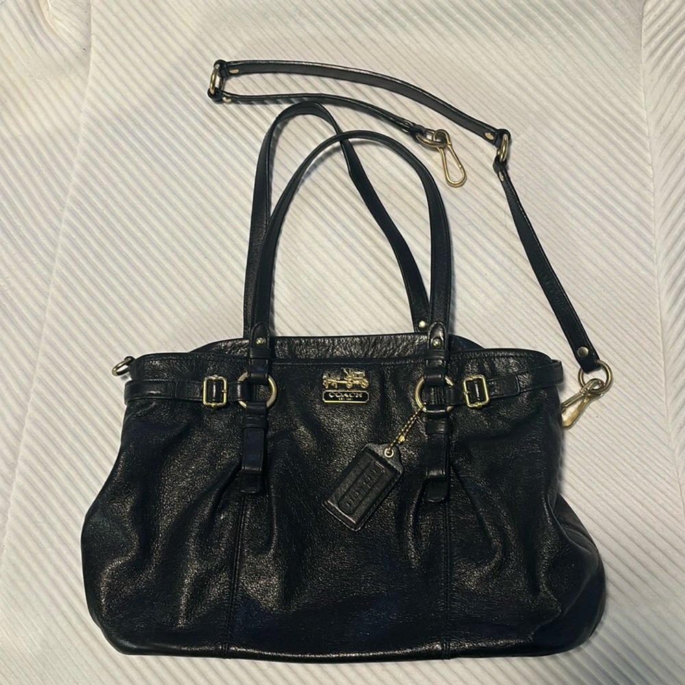 Coach Madison Sophia black pebble leather excellent condition